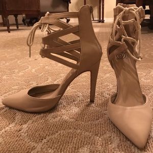 Nude Lace-up Heels